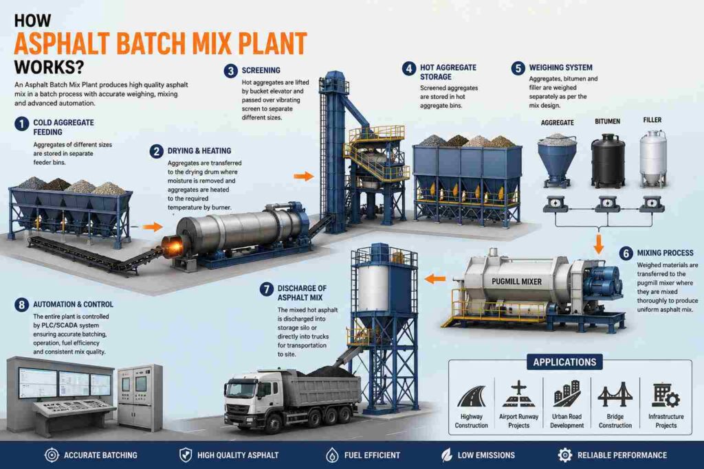 how asphalt batch mix plant works